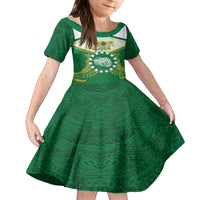 Personalised Cook Islands Ra o te Ui Ariki Family Matching Summer Maxi Dress and Hawaiian Shirt Polynesian Pattern LT05 Daughter's Dress Green - Polynesian Pride