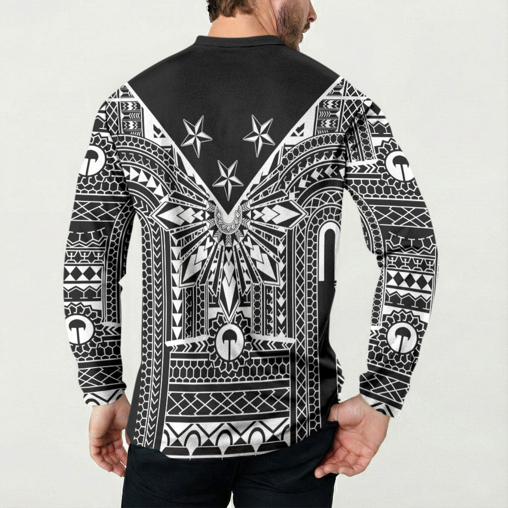 Black Philippines Sun Star Button Sweatshirt Igorot Tribal Inspiration