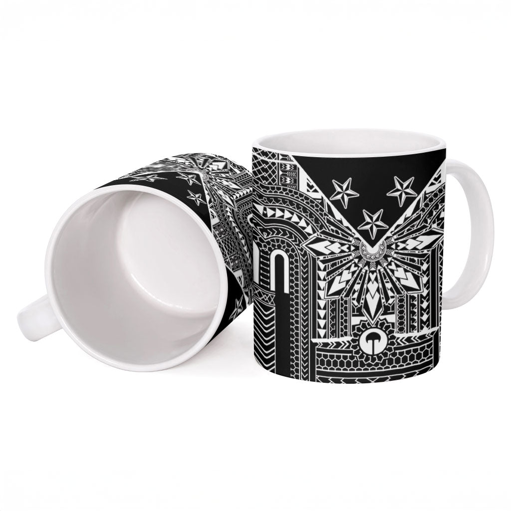 Black Philippines Sun Star Ceramic Mug Igorot Tribal Inspiration
