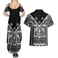 Black Philippines Sun Star Couples Matching Summer Maxi Dress and Hawaiian Shirt Igorot Tribal Inspiration LT05 - Polynesian Pride