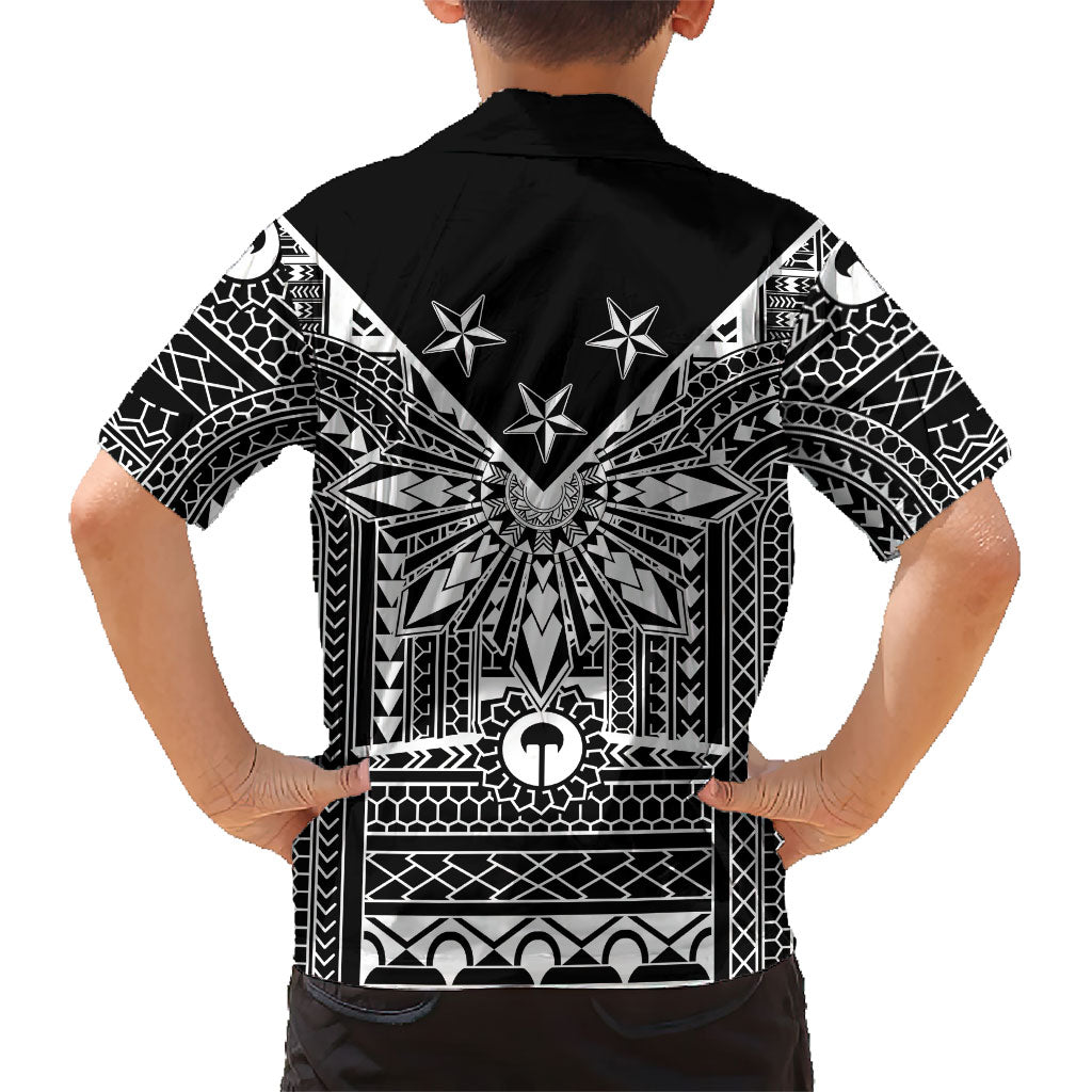 Black Philippines Sun Star Family Matching Off Shoulder Short Dress and Hawaiian Shirt Igorot Tribal Inspiration LT05 - Polynesian Pride