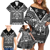 Black Philippines Sun Star Family Matching Off Shoulder Short Dress and Hawaiian Shirt Igorot Tribal Inspiration LT05 - Polynesian Pride