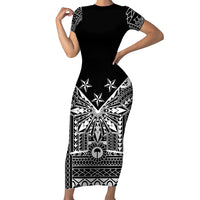 Black Philippines Sun Star Family Matching Short Sleeve Bodycon Dress and Hawaiian Shirt Igorot Tribal Inspiration LT05 Mom's Dress Black - Polynesian Pride