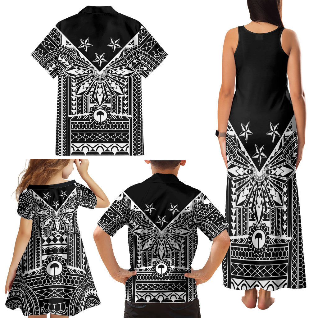 Black Philippines Sun Star Family Matching Tank Maxi Dress and Hawaiian Shirt Igorot Tribal Inspiration LT05 - Polynesian Pride