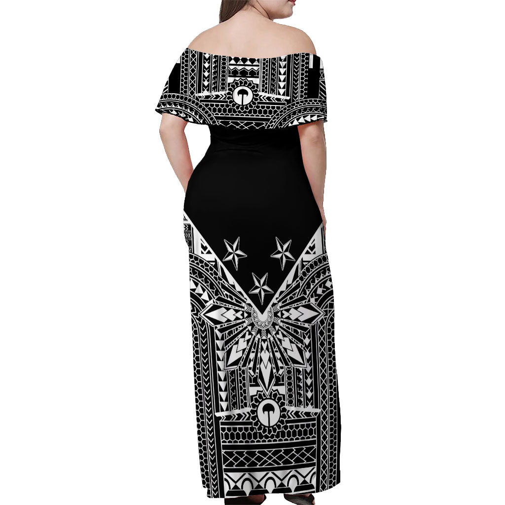 Black Philippines Sun Star Off Shoulder Maxi Dress Igorot Tribal Inspiration