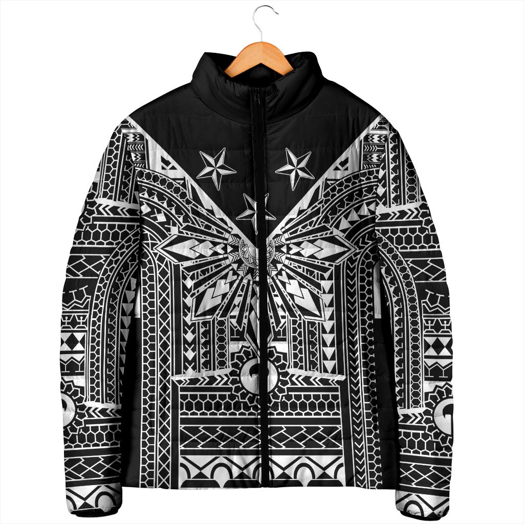 Black Philippines Sun Star Padded Jacket Igorot Tribal Inspiration
