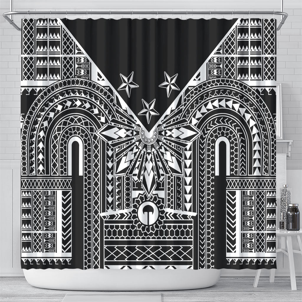 Black Philippines Sun Star Shower Curtain Igorot Tribal Inspiration