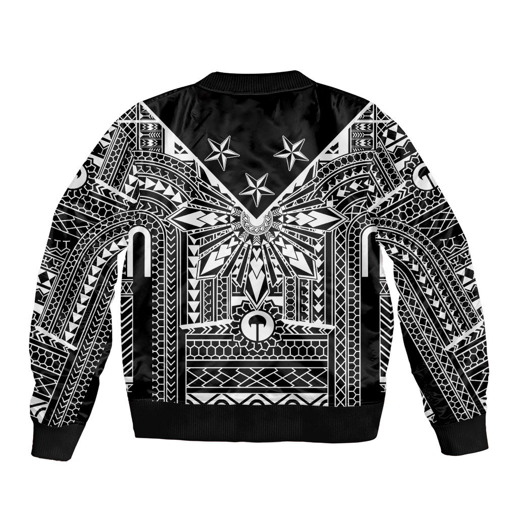 Black Philippines Sun Star Sleeve Zip Bomber Jacket Igorot Tribal Inspiration LT05 - Polynesian Pride