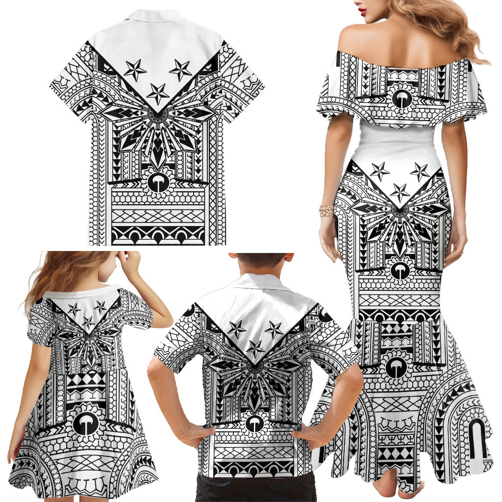 White Philippines Sun Star Family Matching Mermaid Dress and Hawaiian Shirt Igorot Tribal Inspiration LT05 - Polynesian Pride