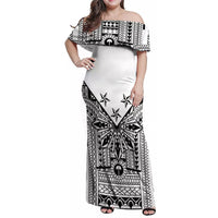 White Philippines Sun Star Family Matching Off Shoulder Maxi Dress and Hawaiian Shirt Igorot Tribal Inspiration LT05 Mom's Dress White - Polynesian Pride