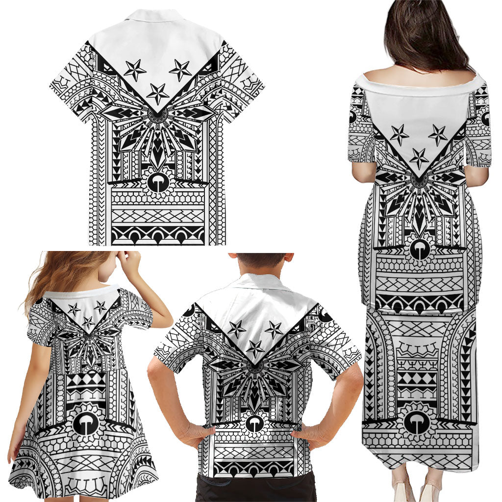 White Philippines Sun Star Family Matching Puletasi and Hawaiian Shirt Igorot Tribal Inspiration LT05 - Polynesian Pride