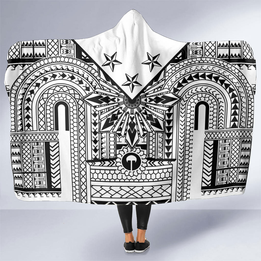 White Philippines Sun Star Hooded Blanket Igorot Tribal Inspiration