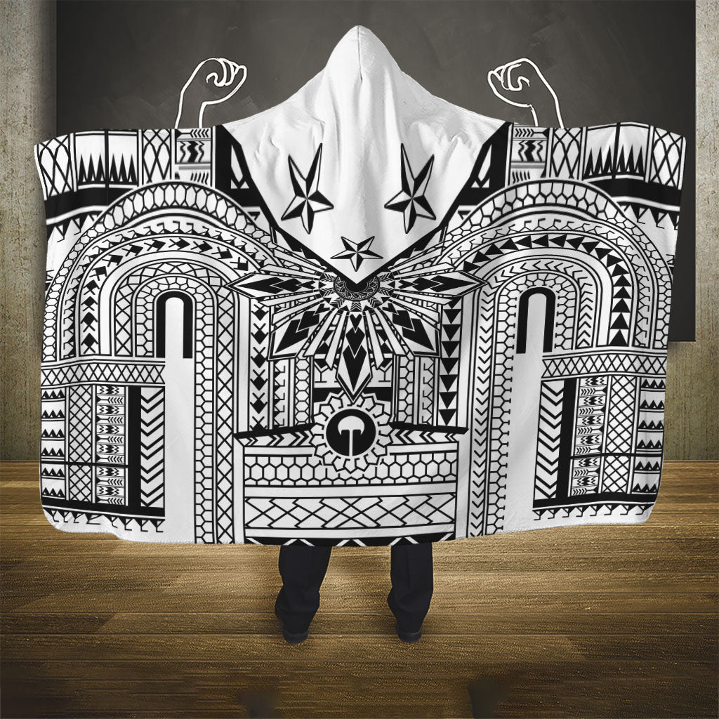 White Philippines Sun Star Hooded Blanket Igorot Tribal Inspiration