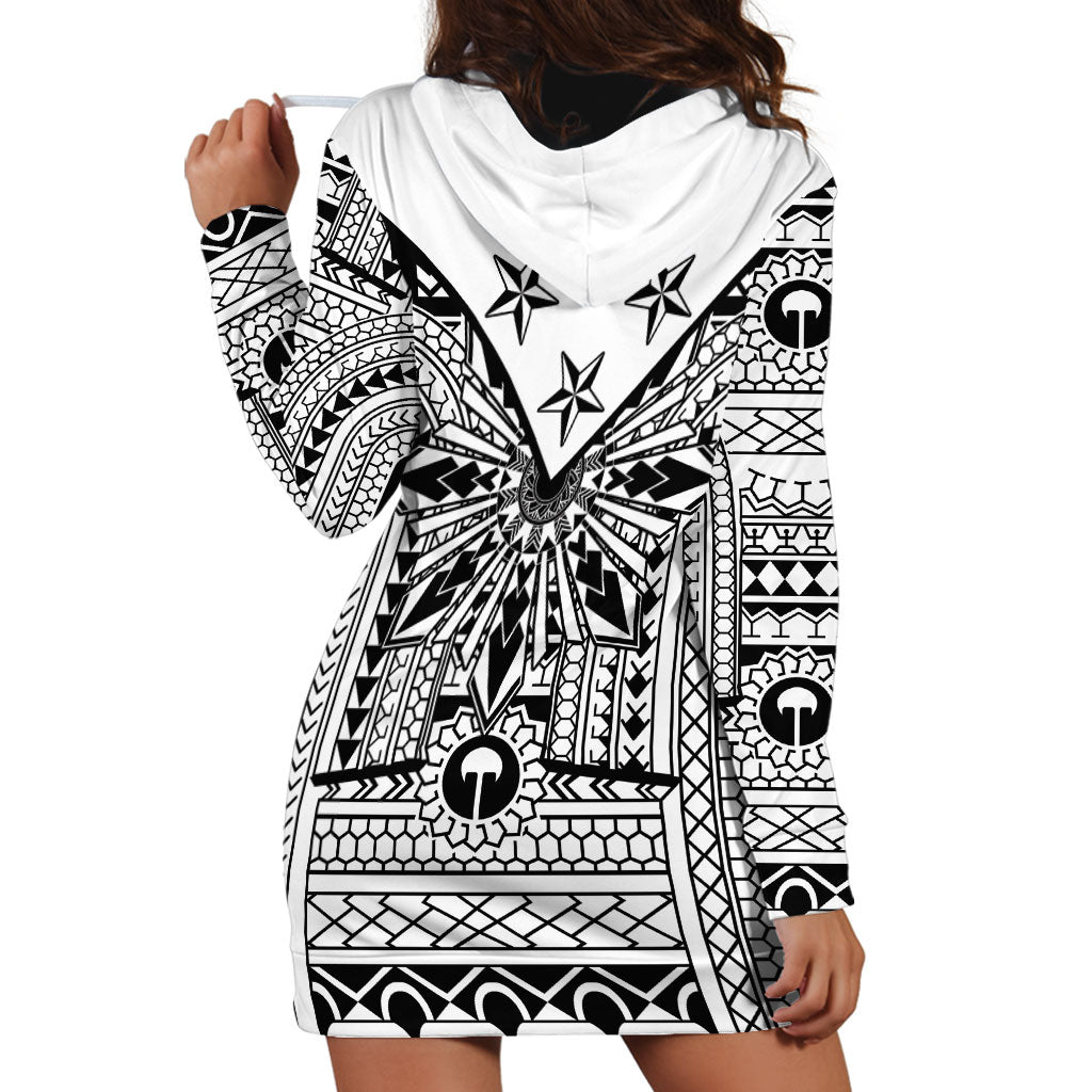 White Philippines Sun Star Hoodie Dress Igorot Tribal Inspiration LT05 - Polynesian Pride