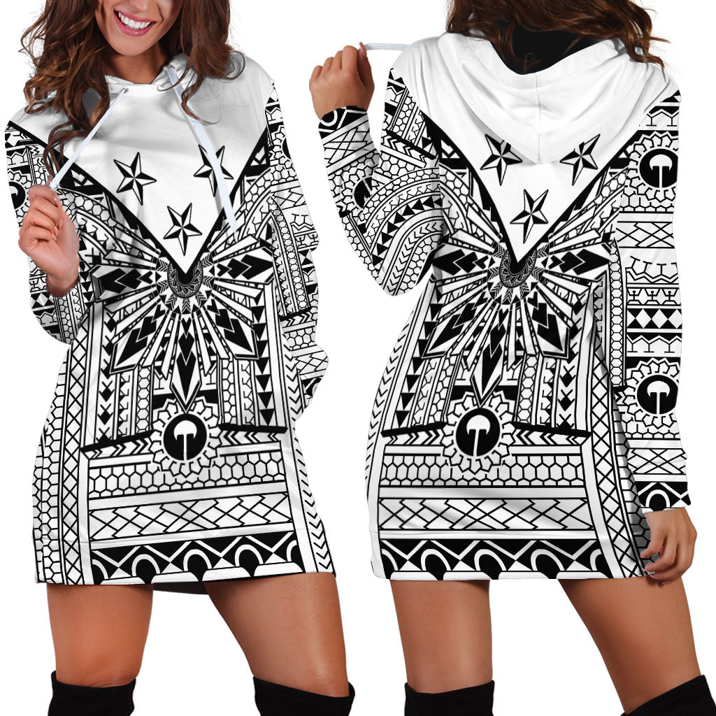 White Philippines Sun Star Hoodie Dress Igorot Tribal Inspiration LT05 - Polynesian Pride