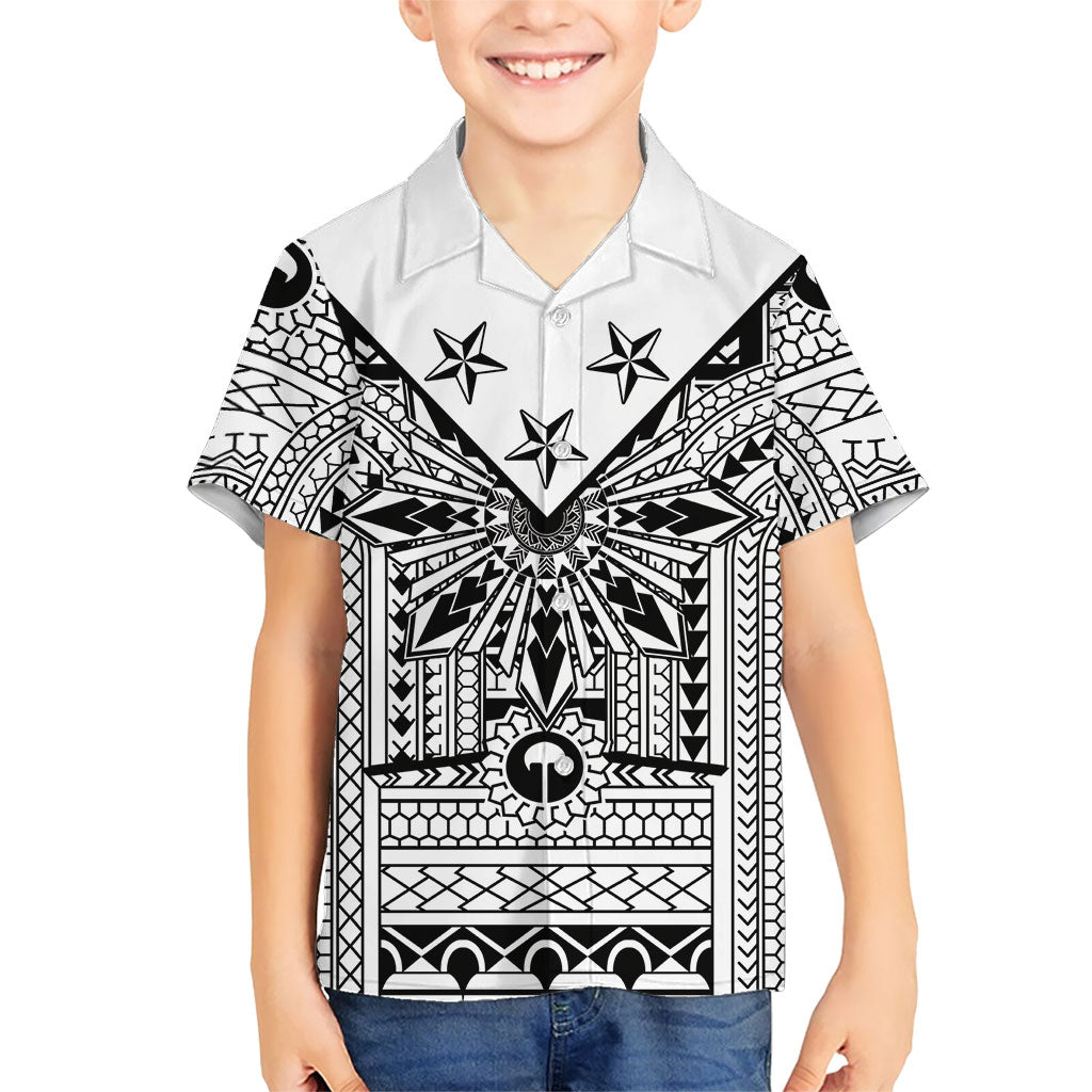 White Philippines Sun Star Kid Hawaiian Shirt Igorot Tribal Inspiration