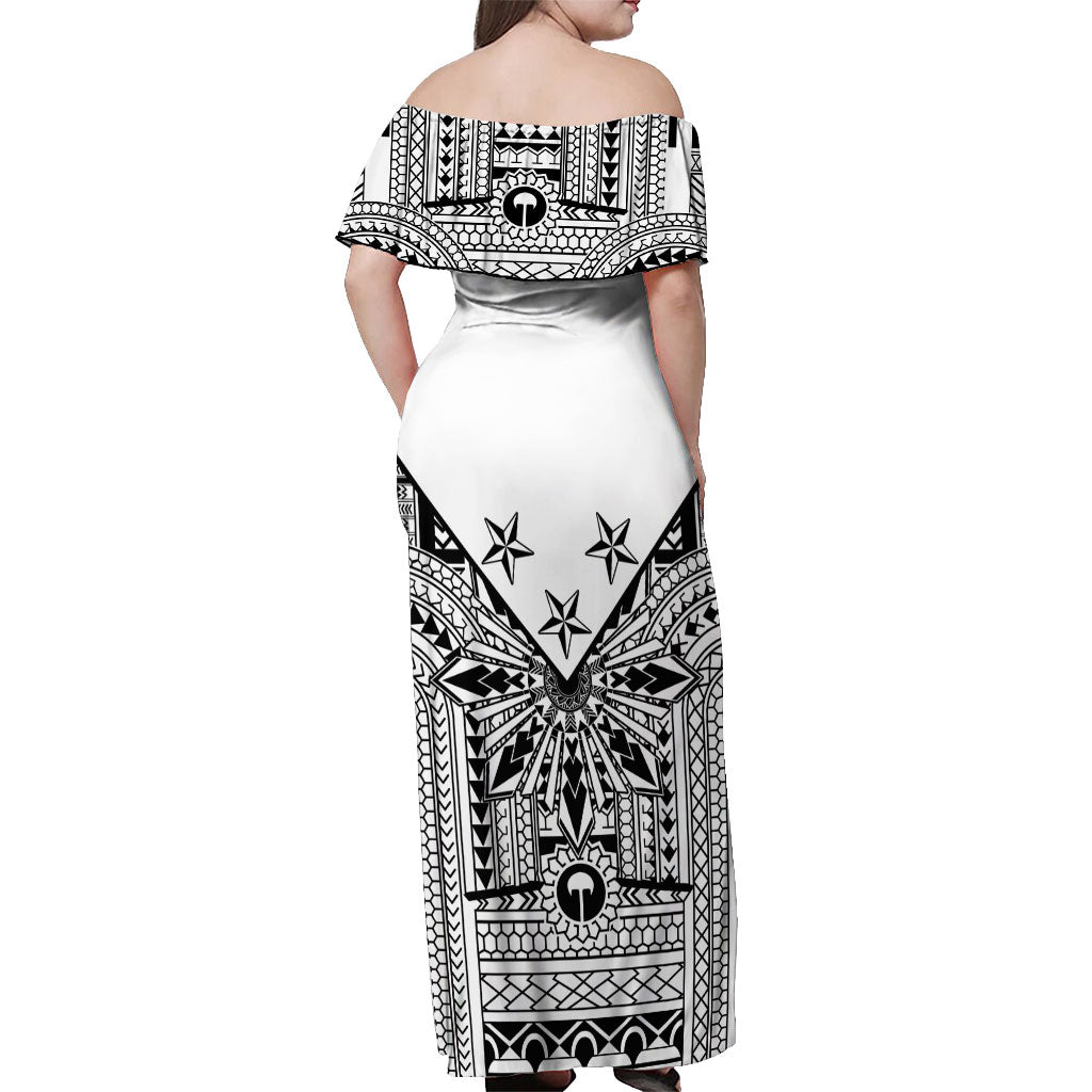 White Philippines Sun Star Off Shoulder Maxi Dress Igorot Tribal Inspiration LT05 - Polynesian Pride