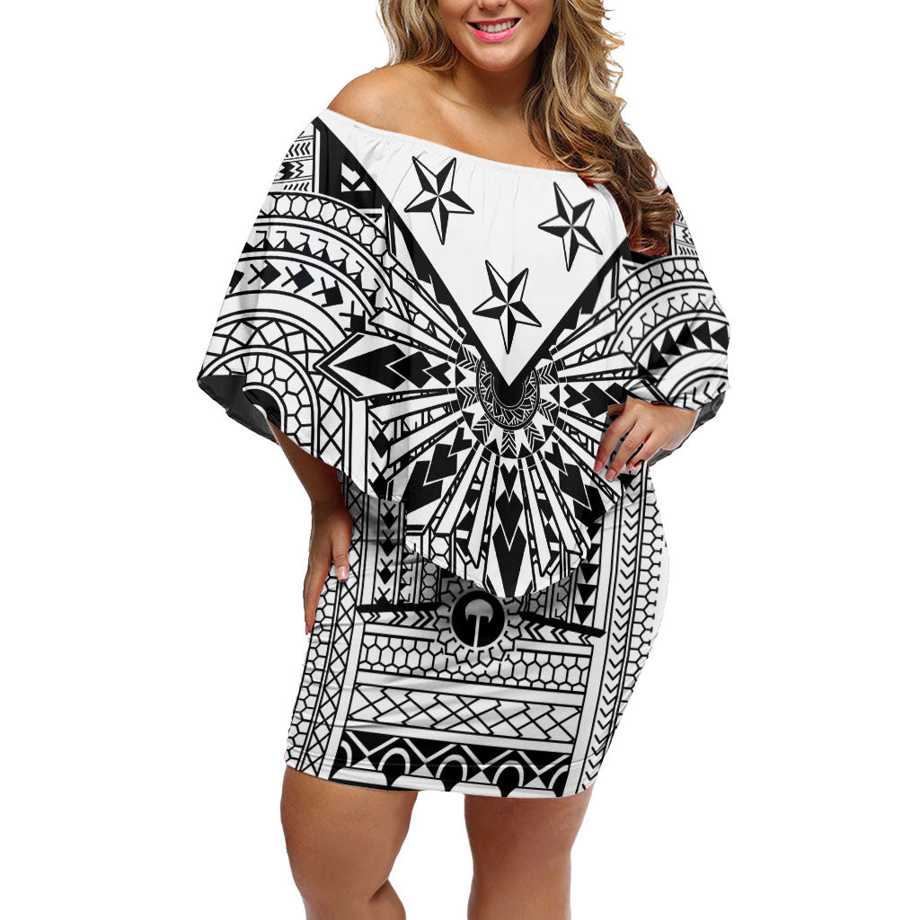 White Philippines Sun Star Off Shoulder Short Dress Igorot Tribal Inspiration