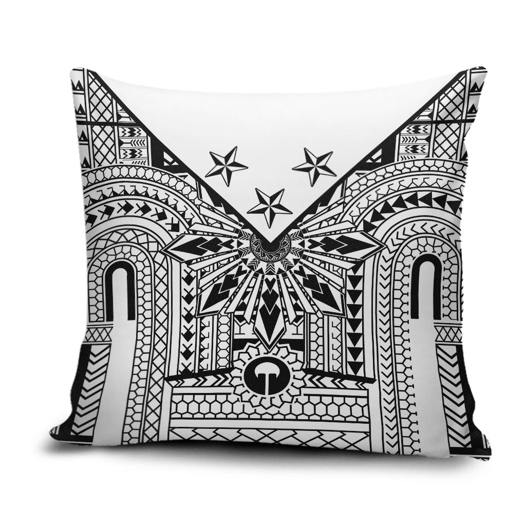 White Philippines Sun Star Pillow Cover Igorot Tribal Inspiration