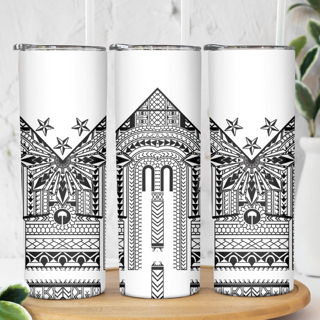 White Philippines Sun Star Skinny Tumbler Igorot Tribal Inspiration