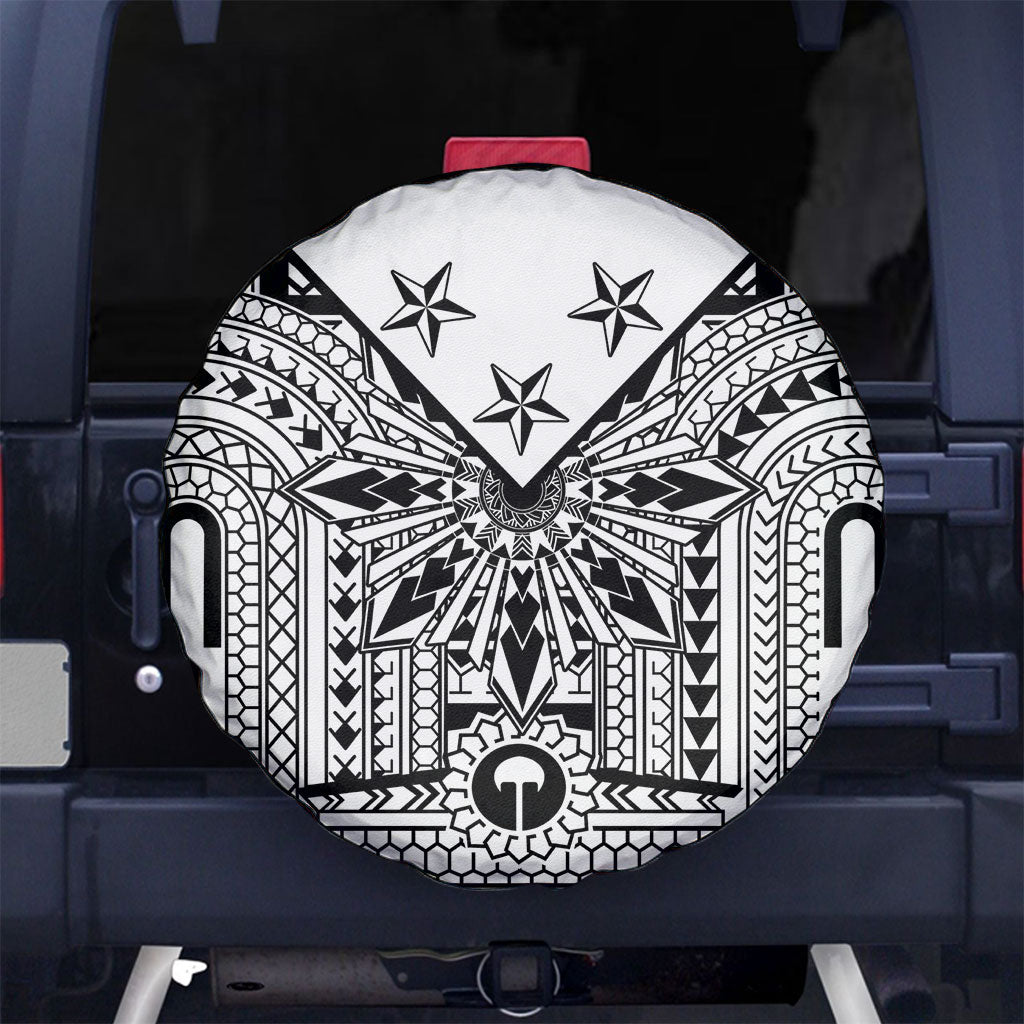 White Philippines Sun Star Spare Tire Cover Igorot Tribal Inspiration