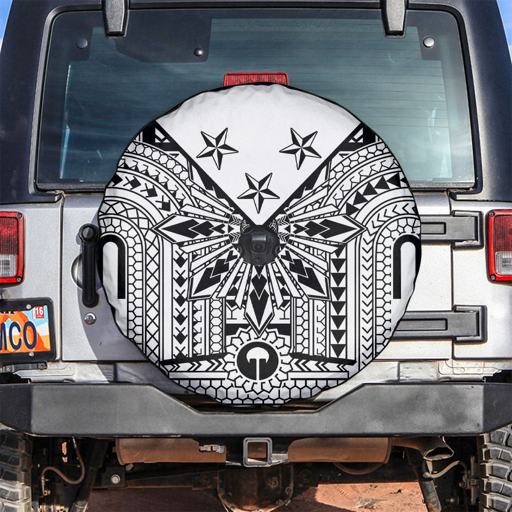 White Philippines Sun Star Spare Tire Cover Igorot Tribal Inspiration