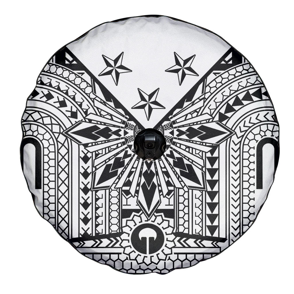White Philippines Sun Star Spare Tire Cover Igorot Tribal Inspiration