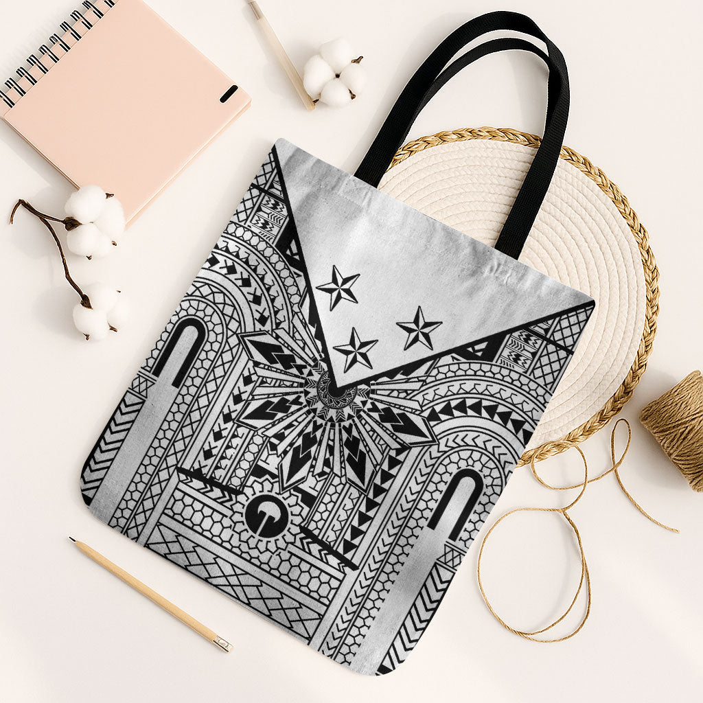 White Philippines Sun Star Tote Bag Igorot Tribal Inspiration