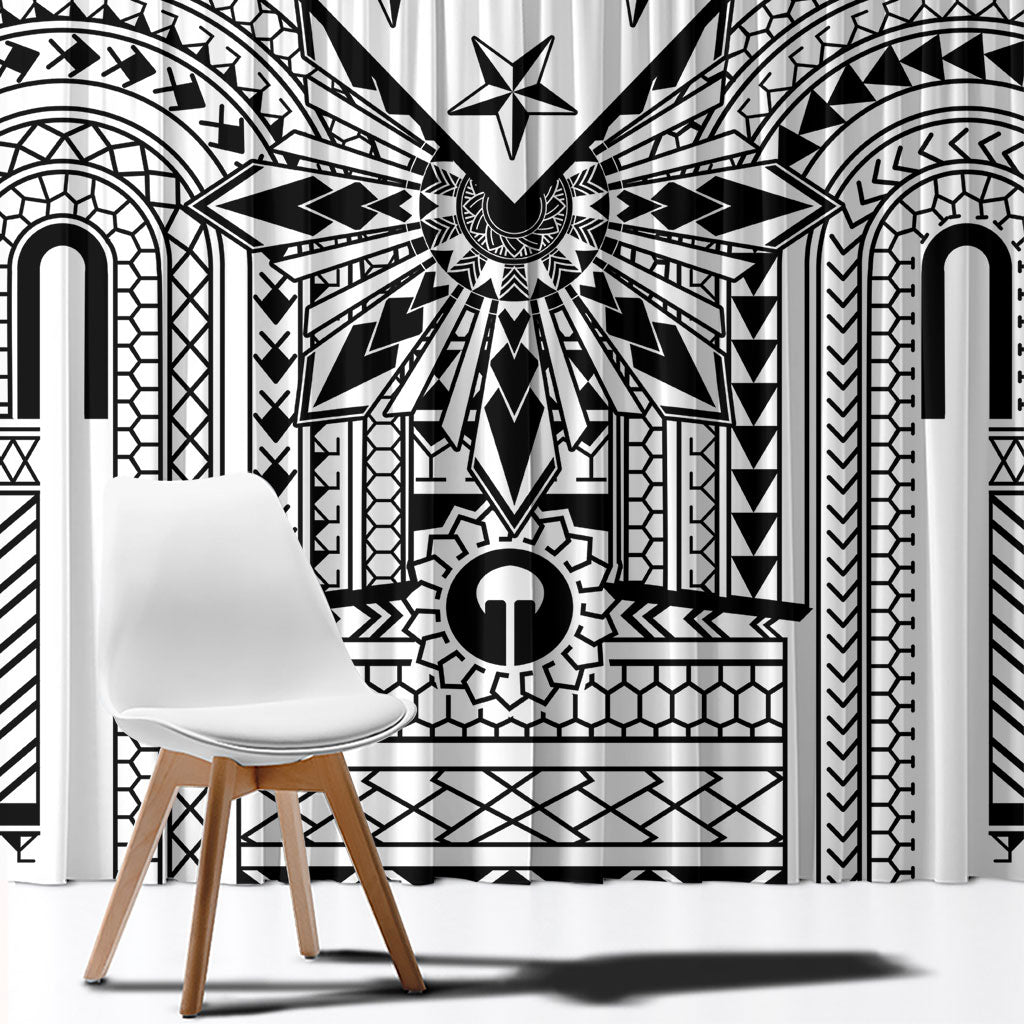 White Philippines Sun Star Window Curtain Igorot Tribal Inspiration