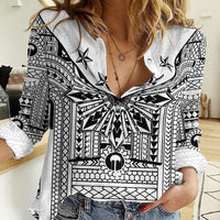White Philippines Sun Star Women Casual Shirt Igorot Tribal Inspiration