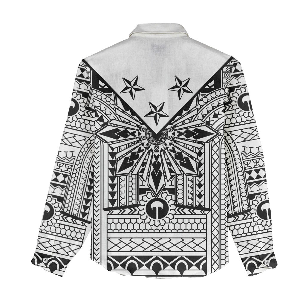 White Philippines Sun Star Women Casual Shirt Igorot Tribal Inspiration