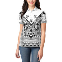White Philippines Sun Star Women Polo Shirt Igorot Tribal Inspiration
