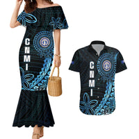 Personalized Northern Mariana Islands 78th Liberation Day Couples Matching Mermaid Dress and Hawaiian Shirt LT05 Blue - Polynesian Pride