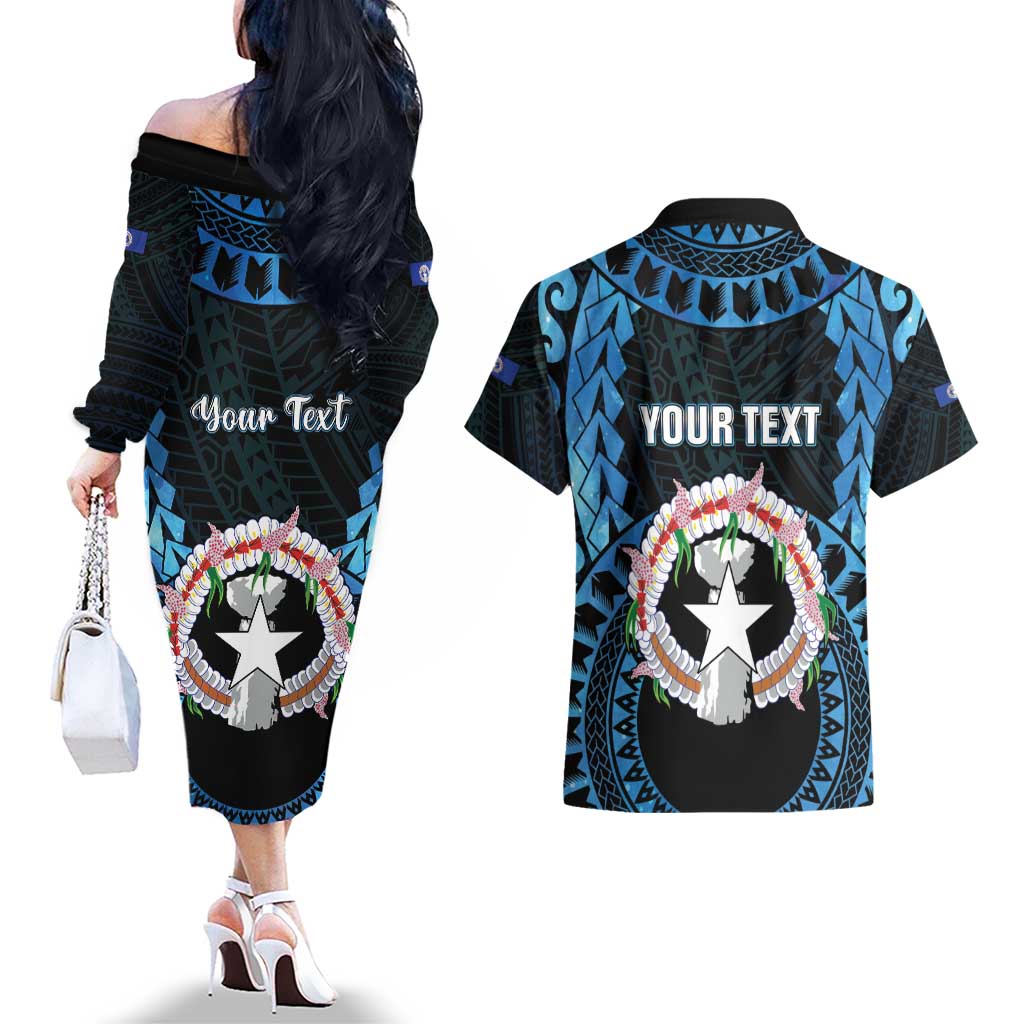 Personalized Northern Mariana Islands 78th Liberation Day Couples Matching Off The Shoulder Long Sleeve Dress and Hawaiian Shirt LT05 - Polynesian Pride