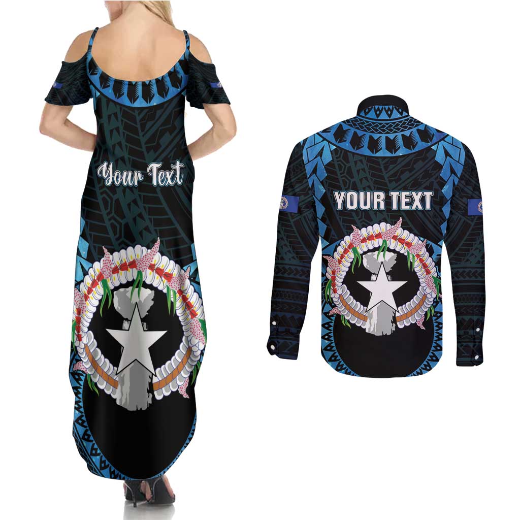 Personalized Northern Mariana Islands 78th Liberation Day Couples Matching Summer Maxi Dress and Long Sleeve Button Shirt