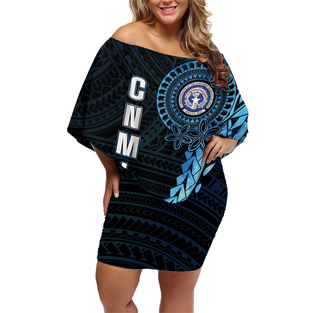 Personalized Northern Mariana Islands 78th Liberation Day Family Matching Off Shoulder Short Dress and Hawaiian Shirt LT05 Mom's Dress Blue - Polynesian Pride