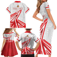 Custom Tonga Rugby 2024 Pacific Family Matching Short Sleeve Bodycon Dress and Hawaiian Shirt Go Ikale Tahi