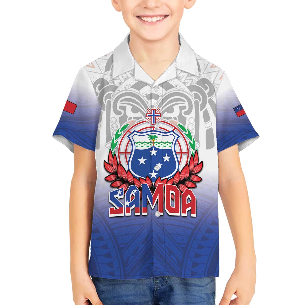 Custom Samoa Rugby 2024 Pacific Family Matching Off Shoulder Short Dress and Hawaiian Shirt Go Manu Samoa