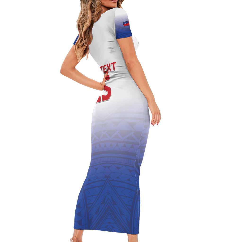 Custom Samoa Rugby 2024 Pacific Short Sleeve Bodycon Dress Go Manu Samoa LT05 - Polynesian Pride
