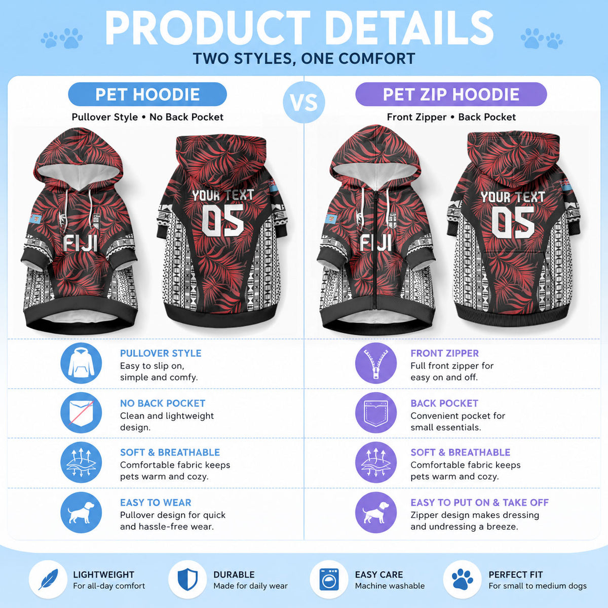 Custom Flying Fijians Rugby 2024 Pacific Pet Hoodie Go Fiji