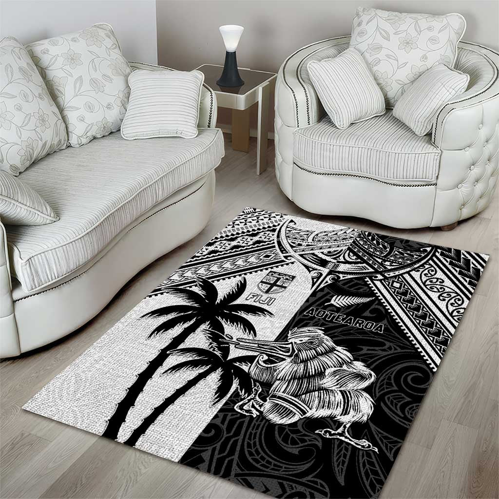 New Zealand And Fiji Rugby 2024 Area Rug Maori Kiwi With Fijian Palm Tree