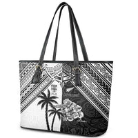 New Zealand And Fiji Rugby 2024 Leather Tote Bag Maori Kiwi With Fijian Palm Tree