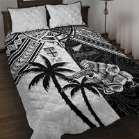 New Zealand And Fiji Rugby 2024 Quilt Bed Set Maori Kiwi With Fijian Palm Tree