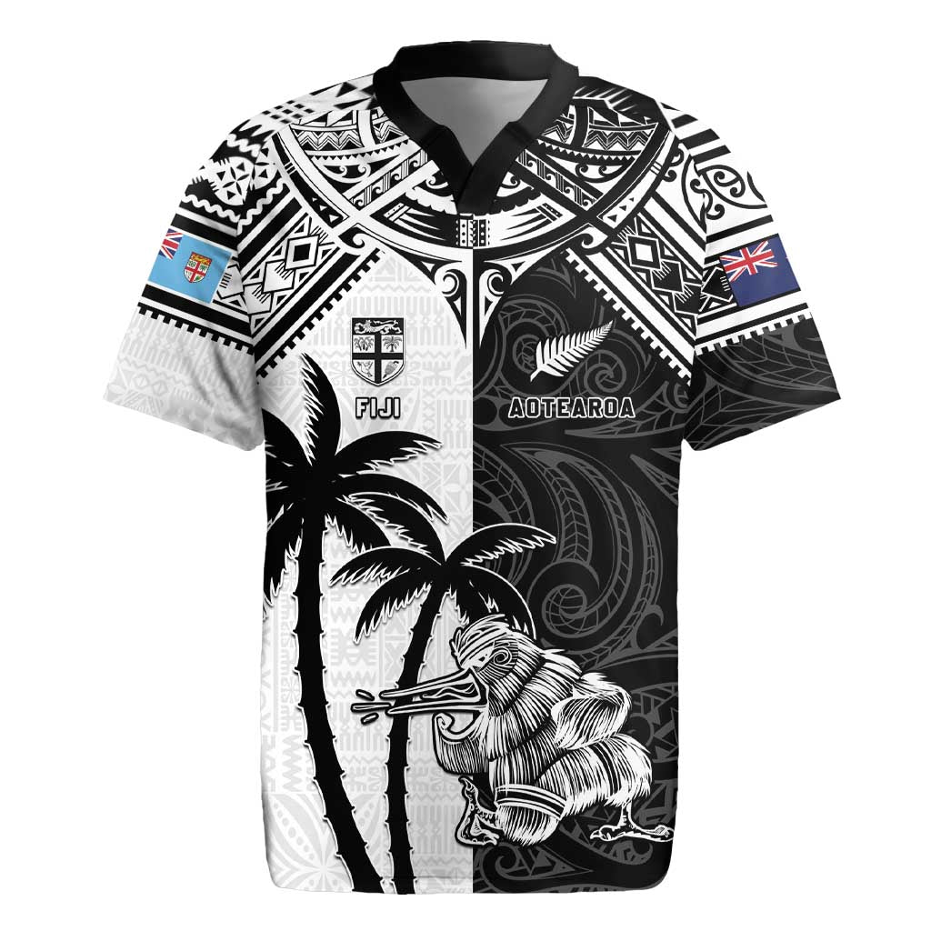 Custom New Zealand And Fiji Rugby 2024 Rugby Jersey Maori Kiwi With Fijian Palm Tree