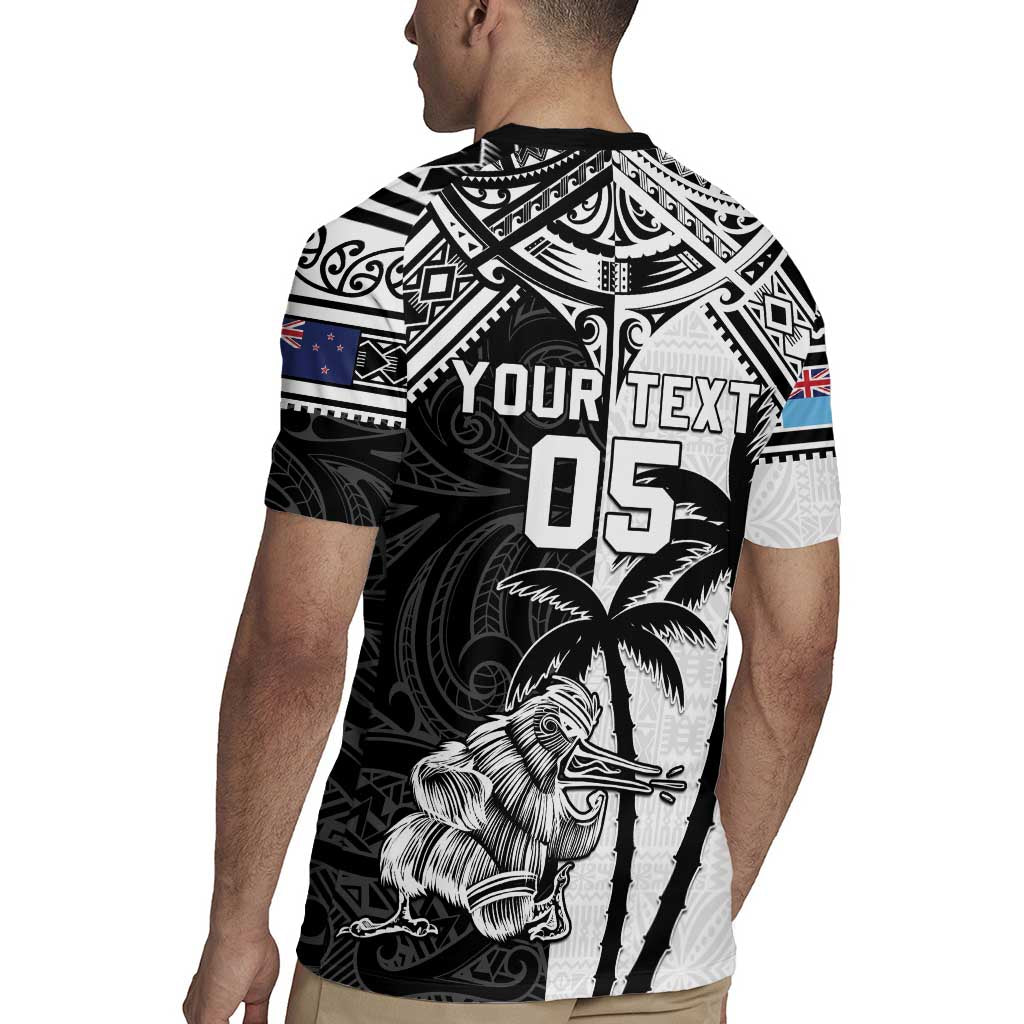 Custom New Zealand And Fiji Rugby 2024 Rugby Jersey Maori Kiwi With Fijian Palm Tree