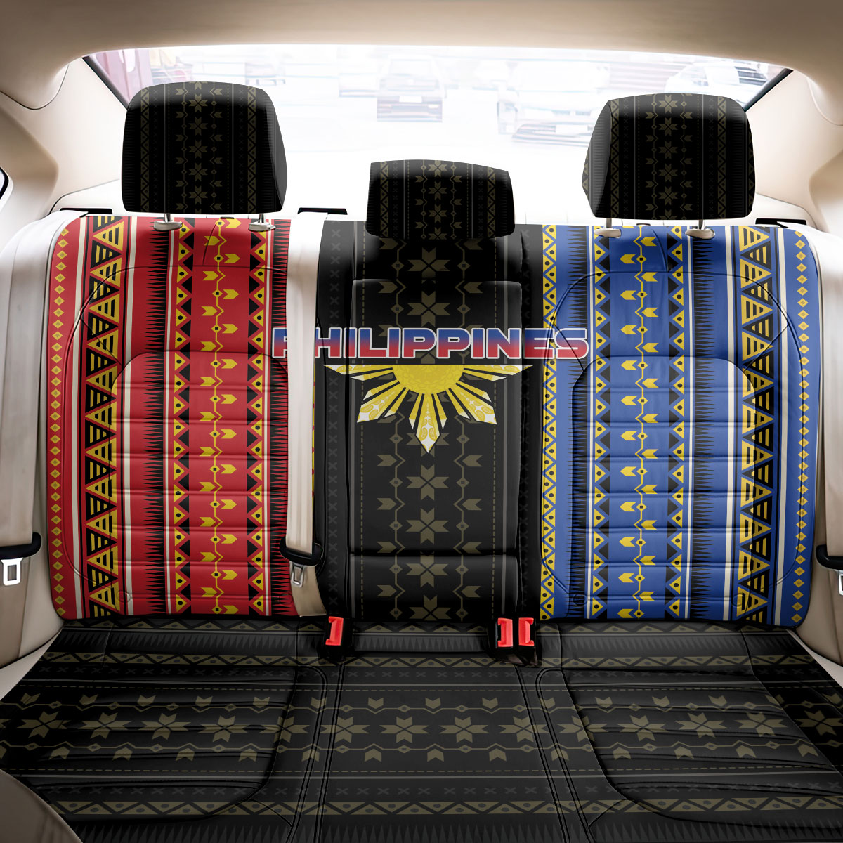 Philippines Filipinos Back Car Seat Cover Igorot Tribal Inspiration Pattern Style