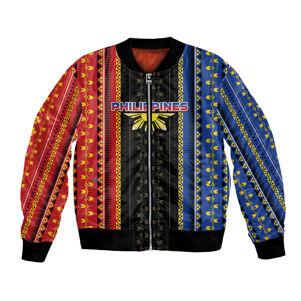 Personalised Philippines Filipinos Bomber Jacket Igorot Tribal Inspiration Pattern Style LT05 Unisex Black - Polynesian Pride