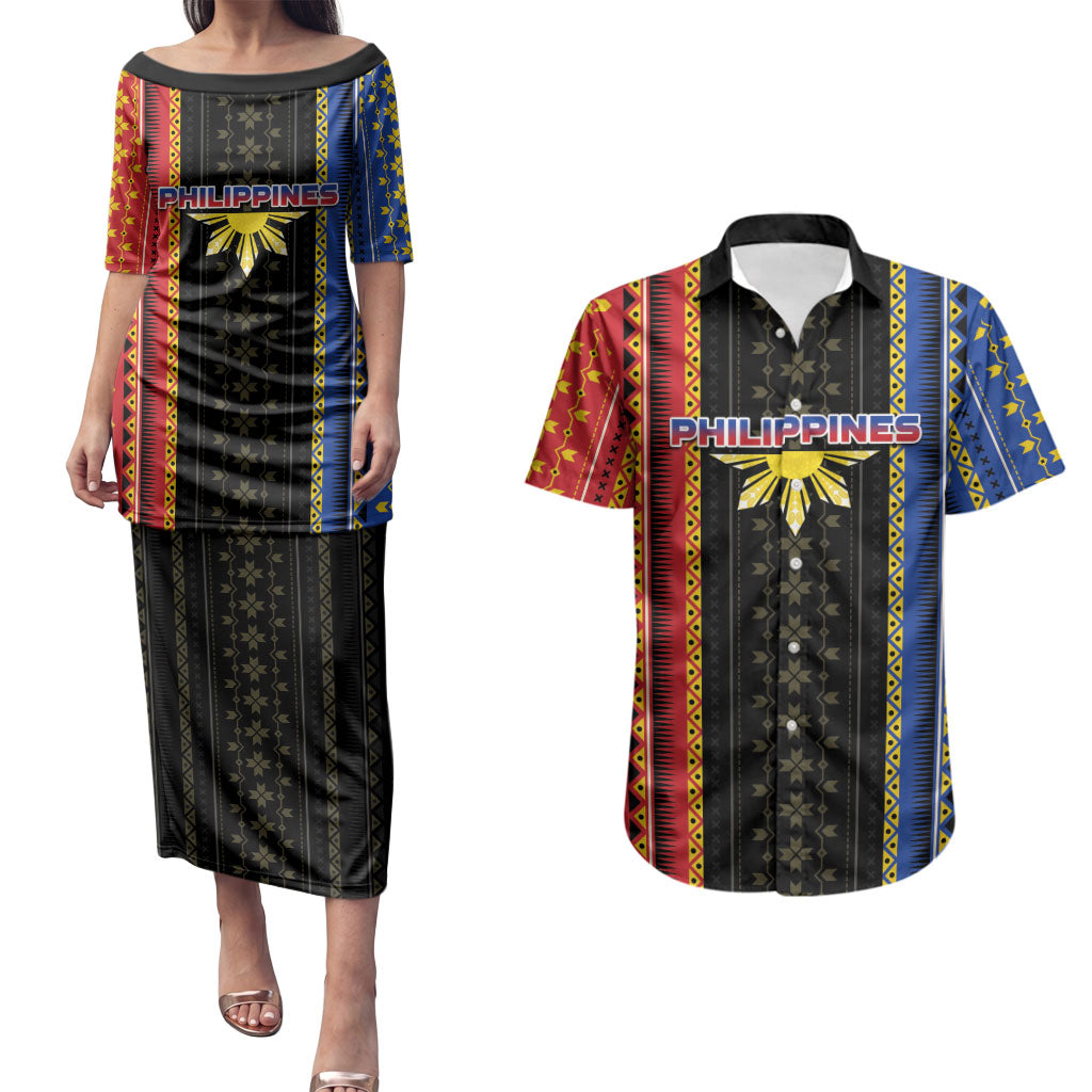 Personalised Philippines Filipinos Couples Matching Puletasi and Hawaiian Shirt Igorot Tribal Inspiration Pattern Style
