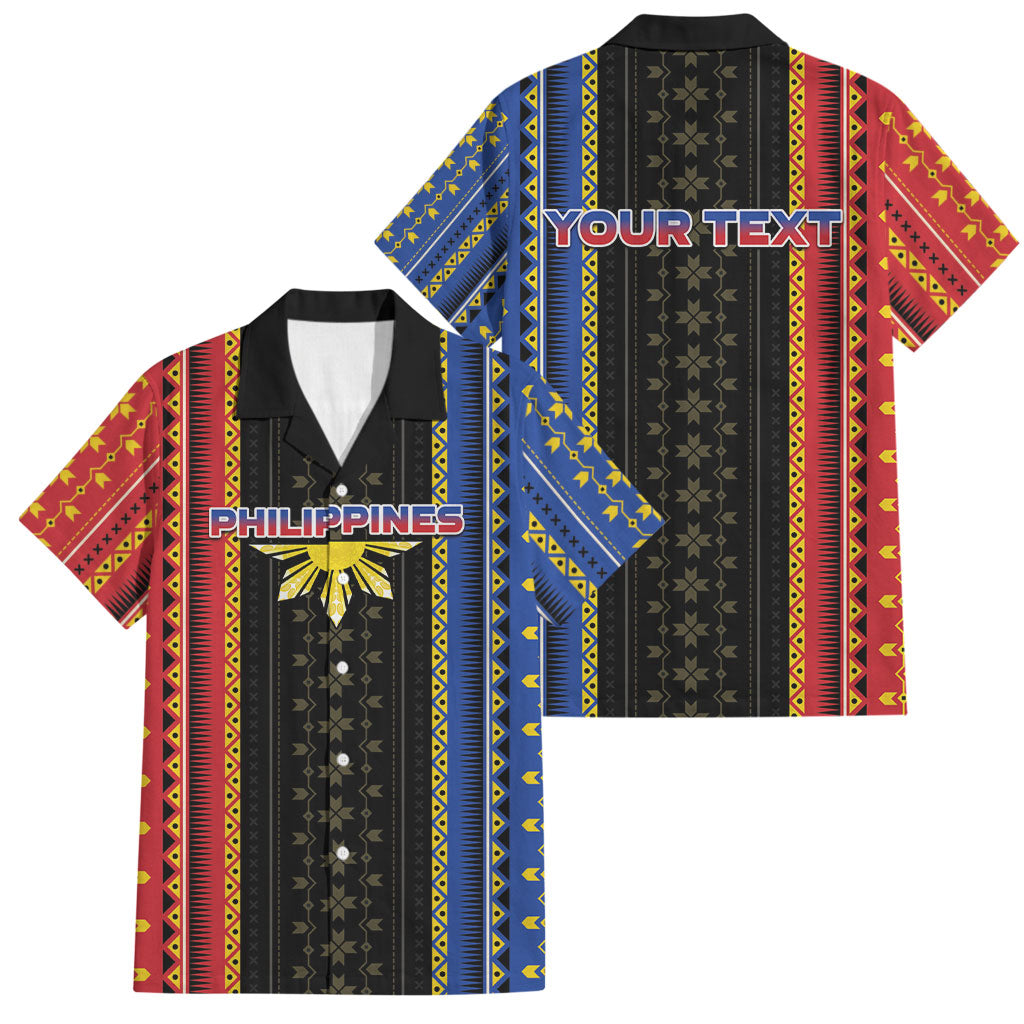 Personalised Philippines Filipinos Family Matching Off Shoulder Short Dress and Hawaiian Shirt Igorot Tribal Inspiration Pattern Style