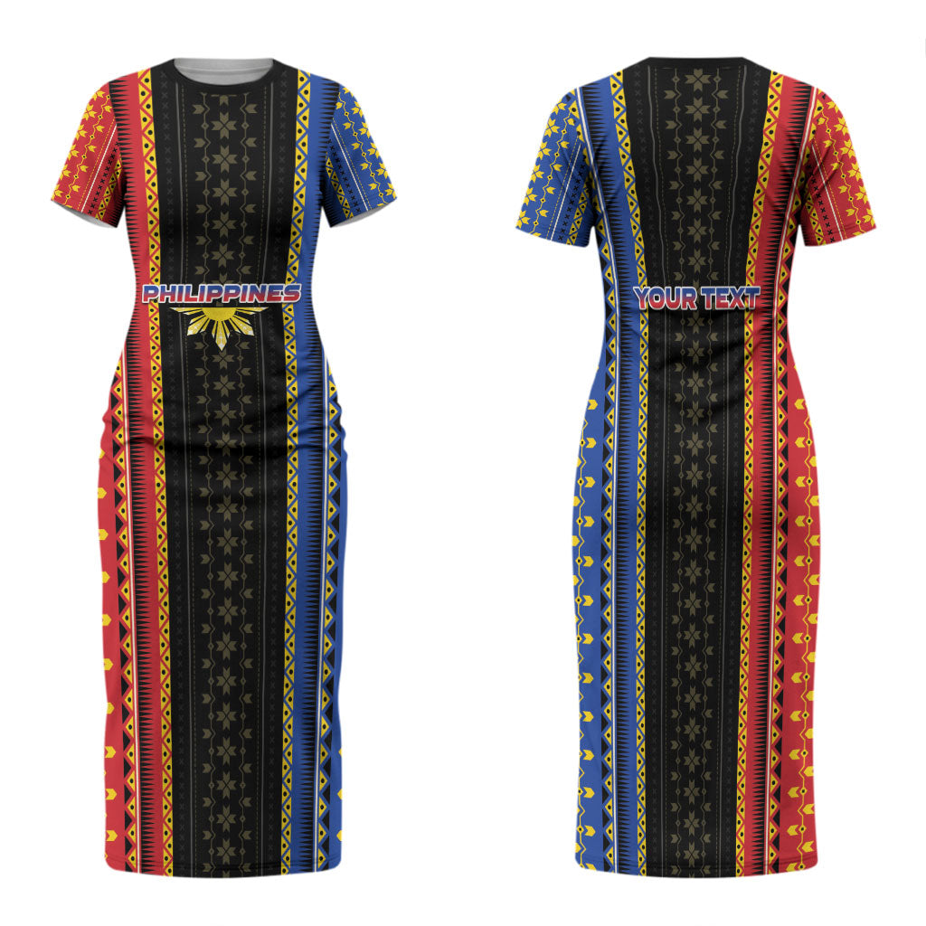 Personalised Philippines Filipinos Family Matching Short Sleeve Bodycon Dress and Hawaiian Shirt Igorot Tribal Inspiration Pattern Style